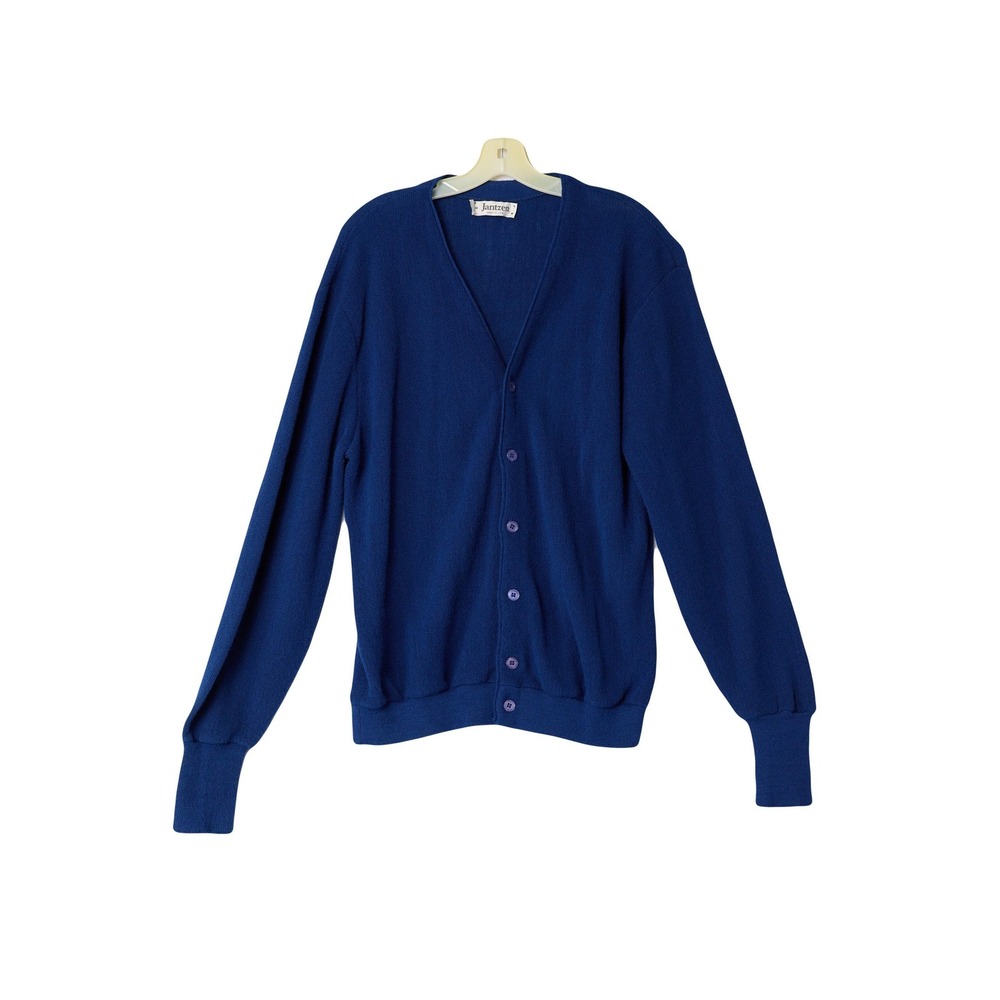 vintage mens cardigan sweater Jantzen blue Medium